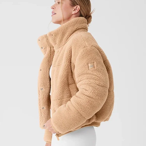 ALO Yoga Tan Fleece Puffer Jacket - Picture 2 of 9